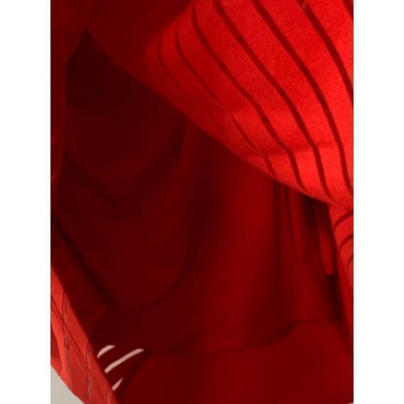 Women's Sheer Stripes Overlay Roll Tab Sleeves Scoop Neck Tunic Red Size 3X - Picture 2 of 10